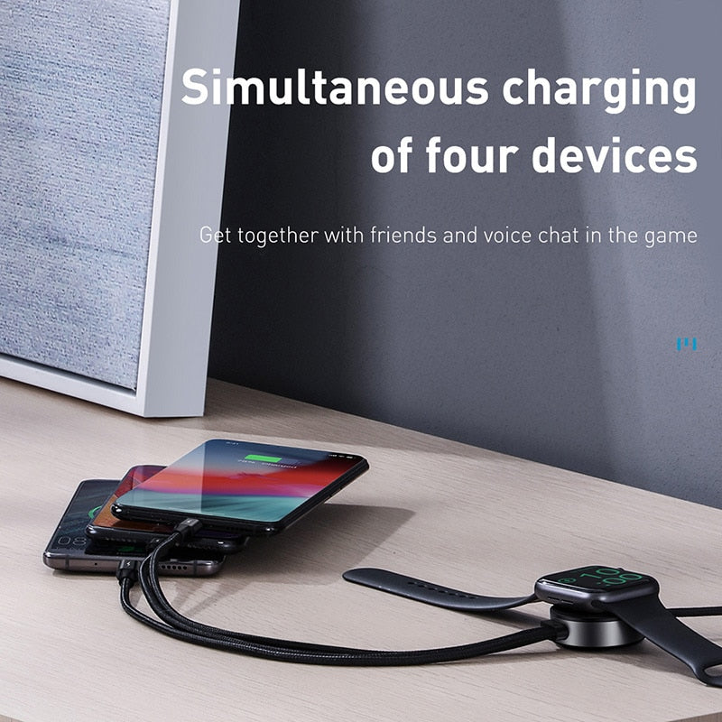 Baseus 4 in 1 One Wireless Charger for Apple Watch and Cable for Type C / Micro / Lighting