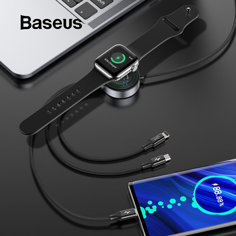 Baseus 4 in 1 One Wireless Charger for Apple Watch and Cable for Type C / Micro / Lighting
