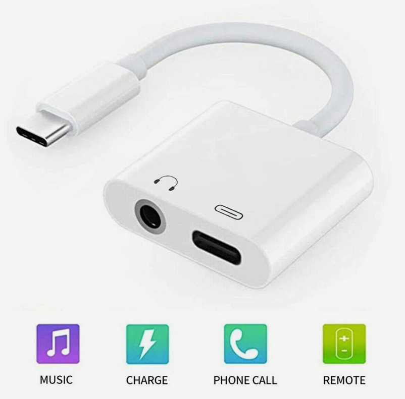 2-In-1 Type C To 3.5mm Jack Earphone Type-C Charging (DAC chip)