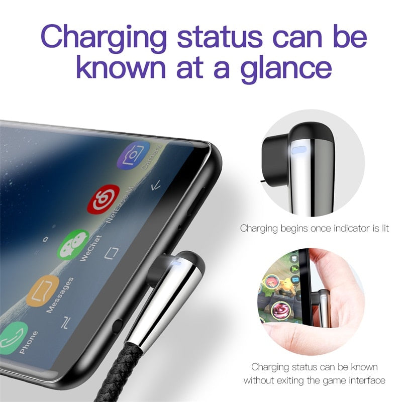 Baseus USB Type C Cable 90 Degree USB-C Charger Fast Charging Cable